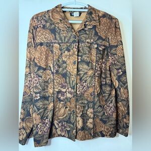 Briggs New York Brown Floral Button-Front Jean Jacket